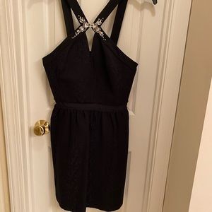 Rebecca Taylor Rhinestone Textured Halter Dress Homecoming Prom Cocktail